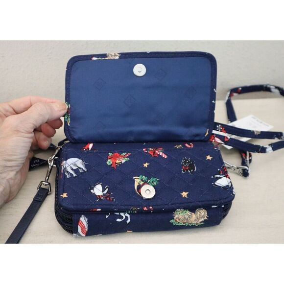 Vera Bradley 28455-15378 Snow Globe Motifs Navy RFID All In One Crossbody - Picture 9 of 16